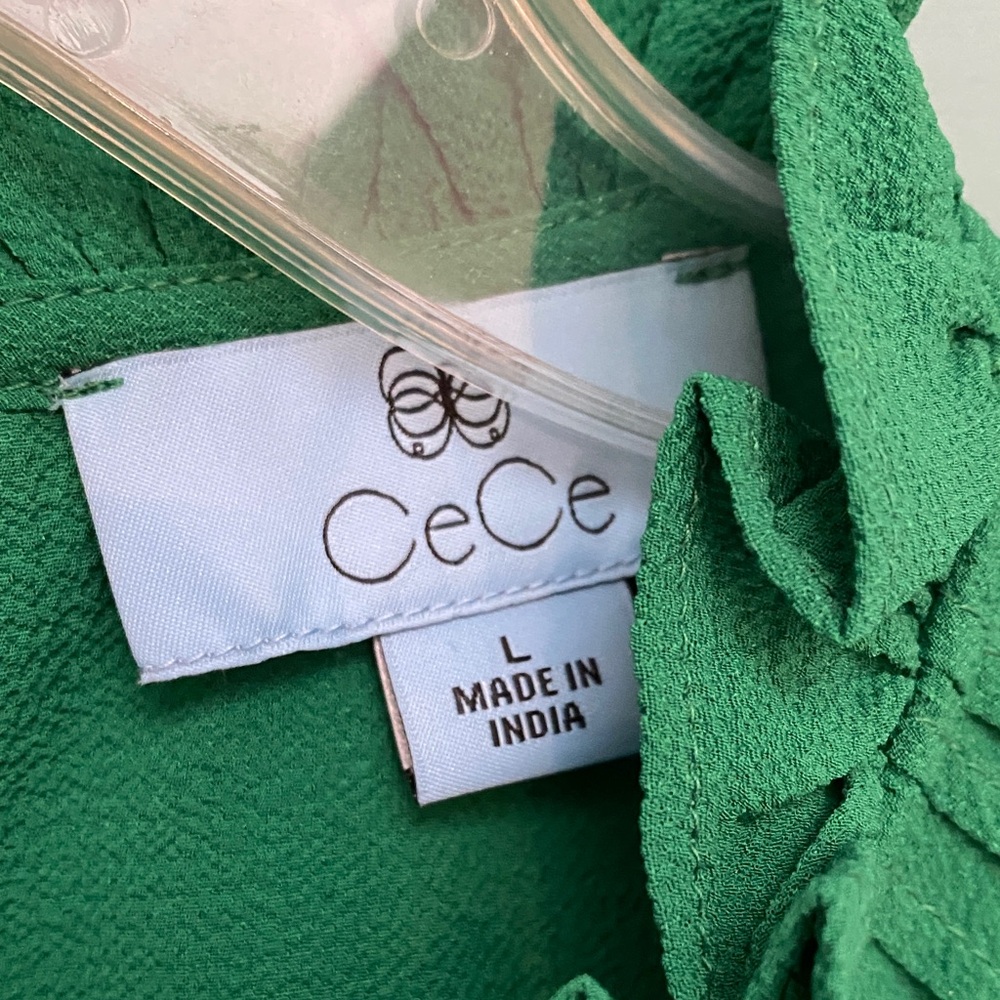CeCe Green Ruffle Sleeve Blouse - Picture 2 of 3